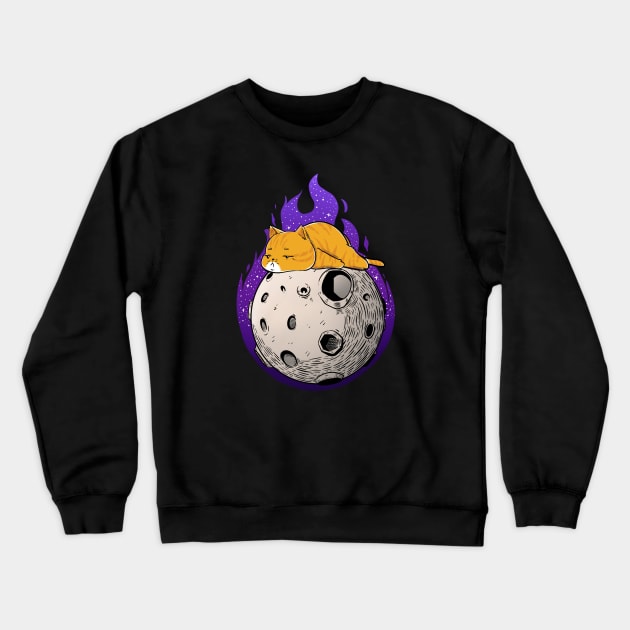 Lazy Time on the Moon Crewneck Sweatshirt by Artthree Studio